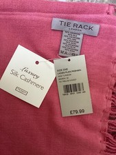 CASHMERE SHAWL/SCARF LUXURY SILK CASHMERE TIE RACK PINK PASHMINA