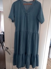 b1004  ladies denim blue dress