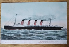 CUNARD LUSITANIA COLOUR POSTCARD, POSTED BLACKPOOL MAY 1907.