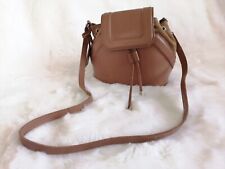 Topshop Women's Tan Leather Suede Bucket Cross Body Bag