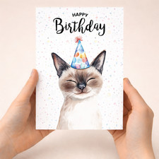 Siamese Cat Birthday Card for