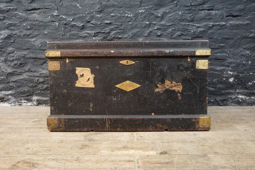 Antique black wooden travel - antique,