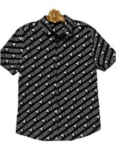 Guess All Over Logo Short Sleeve Muscle Shirt Men’s Medium Black Chav Retro