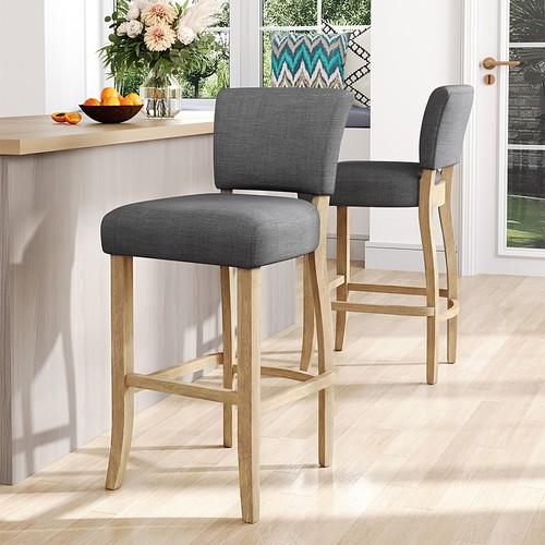 Tall linen bar stools - 2x,