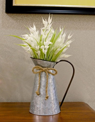 Vintage galvanized metal - metal, vase