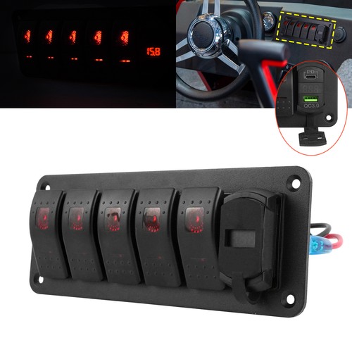 Gang red led toggle rocker - 5,
