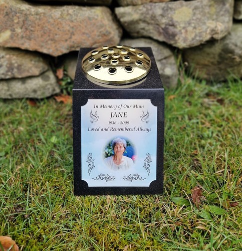 Granite memorial vase - memorial,