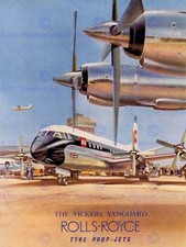 Advert Transport Plane Vintage Vickers Vanguard Jets Art Print Poster Bb7151