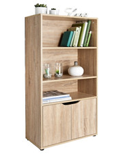 Oak finish wooden bookcase - wooden,
