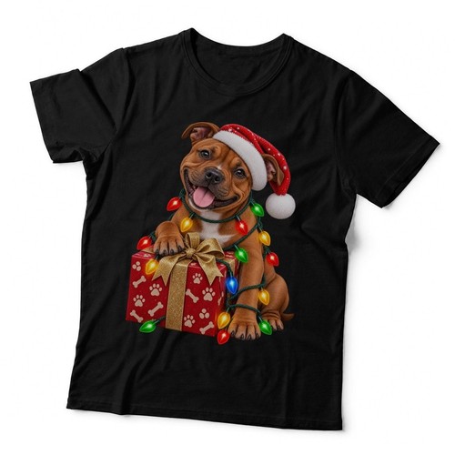 Christmas red staffy - christmas,