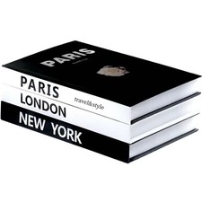 3pcs Modern Decorative Books Set New York Paris London Coffee Table Decor