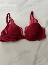 M&S Rosie @ Autograph lacquer red silk & lace padded plunge bra 34C - BRAND NEW 