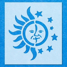 Sun Moon Face Stars Stencil