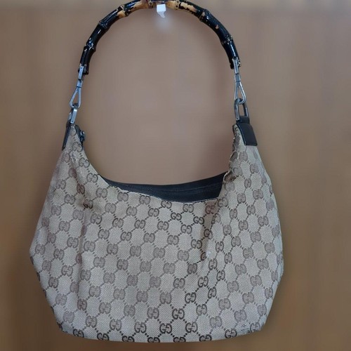 Gucci canvas bamboo handle - gg,