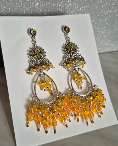 Ear rings long gold drape - ear,