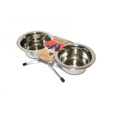 Rosewood Stainless Steel Double Pet Dog Bowl Elevated Raised with Stand - NQP