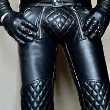 Men Genuine Leather Pant Punk