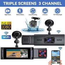 HD 1080P WIFI 3 Lens Car Dash Cam Front+Inside+Rear DVR Camera Recorder G-Sensor