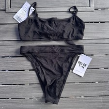 Better Tan Black Bikini Set Tan-Through Medium New