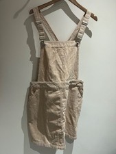 H&M Dress Size 16 Cream Cord Sleeveless Pinafore Dungaree Casual
