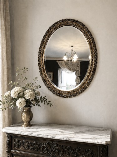 Vintage giltwood oval mirror - vintage,