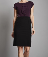 Qualitas Crepe de Chine Women's Dress – Plum/Black – Size 14–Office Workwear Top