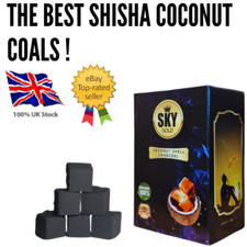 Electric Hookah Coal Burner & 100% Coconut Charcoal Cubes 72pcs sky Gold