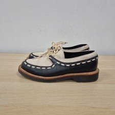 Dr Martens X Agyness Deyn Aggy Blucher Soft Suede Leather Beige Navy Shoes Uk 5