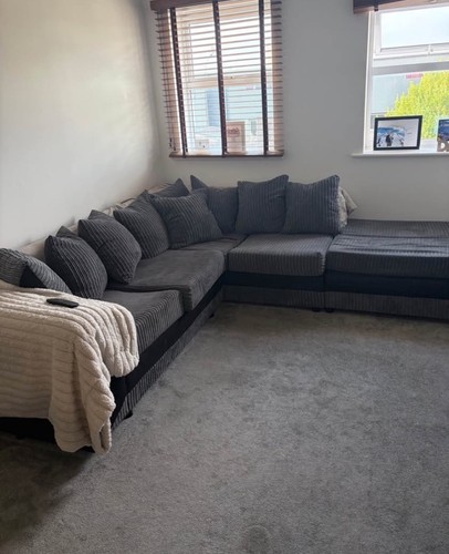 Grey striped corner sofa with - grey,