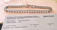 Genuine 925 Silver Platinum Overlay 7.5" Swarovski 18.30ct Tennis Bracelet 9.7g