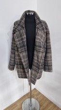 AllSaints Meade Coat Size 12 Beige Checked Oversized Wool Furry Mohair Womens