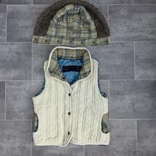 Vintage Y2K BB Dakota Cable Knit Faux Fur Plaid Knitted Vest Gilet