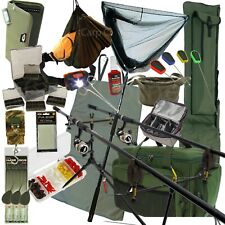 Complete Carp Fishing 2 Rod And Reel Setup Alarms Pod Mat Net Bag Tackle Luggage