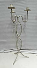 Shabby Chic Metal Candelabra 3-Arm 55cm Crystal Candle Holder SET OF 6