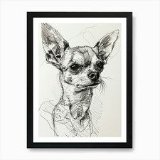 Chihuahua Dog Line Sketch 1 Art Pri Framed Wall Art Poster Canvas Print Picture