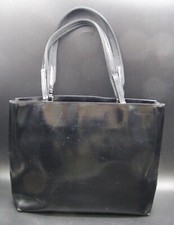 PRADA Black Glassy Vintage Patent Leather Bag Shoulder Handbag B038