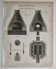 1812 PRINT IRON MANUFACTURE STEEL CONVERTING FURNACE CRUCIBLE MOULD 