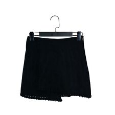 OLIVE Clothing Black Faux Suede Contrast Stitch Mini Skirt - Size S