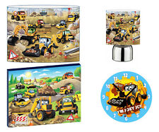 JCB DIGGERS TRUCKS CEILING SHADE, TOUCH LAMP, WALL ART, CLOCK or BUNDLE
