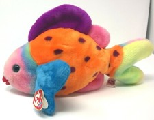 12"  Ty Beanie Buddy Lips Colourful Fish Carp Goldfish Retired Plush Soft Toy
