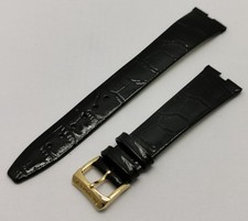 Vtg 1980s Raymond Weil Genuine Original OEM Gents 120 Black Leather Watch Strap 
