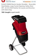 Einhell 2500W Electric Garden Shredder - Reversible Steel Blades, Large