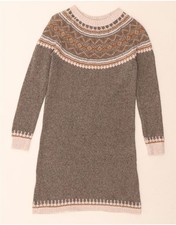 FAT FACE Womens Long Sleeve Jumper Dress UK 6 XS Grey Fair Isle Cotton DK11