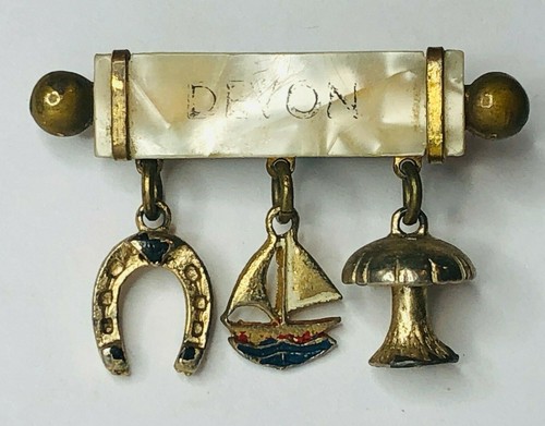 Antique devon souvenir badge - devon,