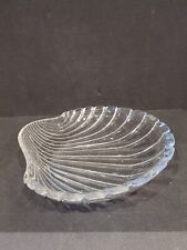 LARGE HEAVY VINTAGE MIKASA SHELL SHAPED RIBBED CLEAR GLASS BOWL/DISH