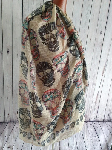 Skull pattern rectangle scarf - skull,