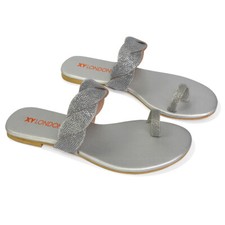 Womens Flat Diamante Toe Post