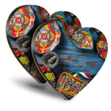 2x Heart MDF Coasters -