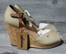 WRANGLER Panama Raval Womens Khaki Wedge Sandals Adjustable Strap Size: 6/ 39