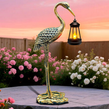 Solar Garden Statue Crane